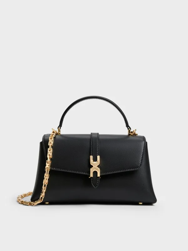 Charles & Keith - Adalyn Metallic-Buckle Chain-Strap Top Handle Bag sold by Charles & Keith
