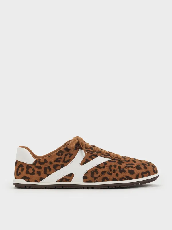 Charles & Keith - Faux Suede Leopard-Print Low-Top Sneakers sold by Charles & Keith