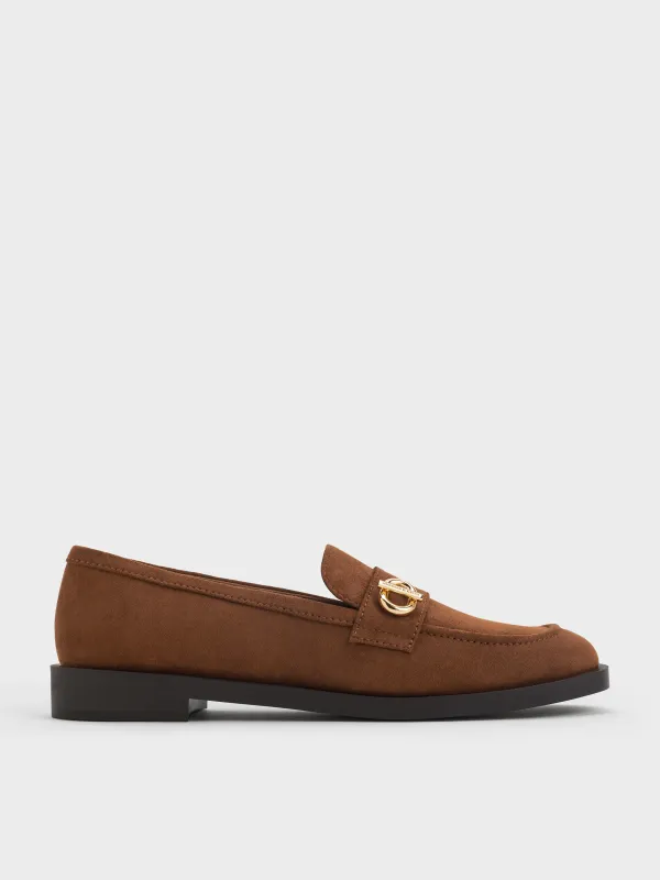 Charles & Keith - Marley Faux Suede Metallic-Accent Loafers made by Charles & Keith