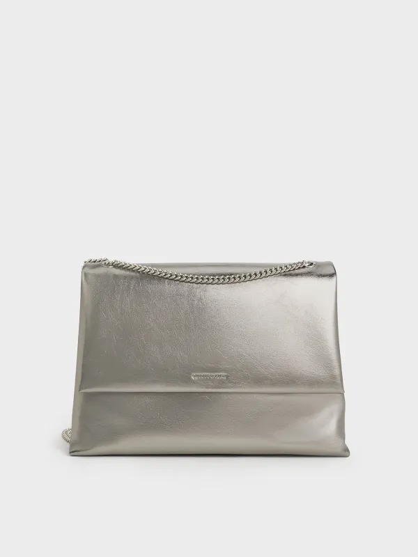 Charles & Keith - Sianna Metallic Crinkle-Effect Chain-Handle Shoulder Bag sold by Charles & Keith