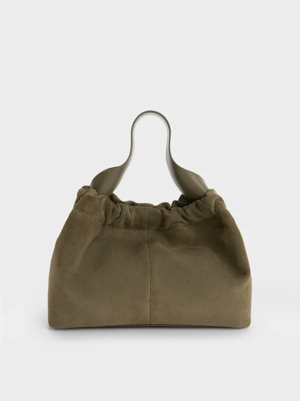 Charles & Keith - Ally Recycled Suede Ruched Slouchy Chain-Handle Bag sold by Charles & Keith