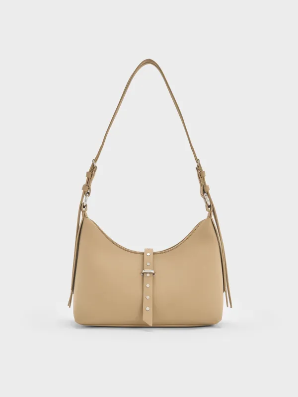 Charles & Keith - Lark Twill Grommet Belted Shoulder Bag sold by Charles & Keith