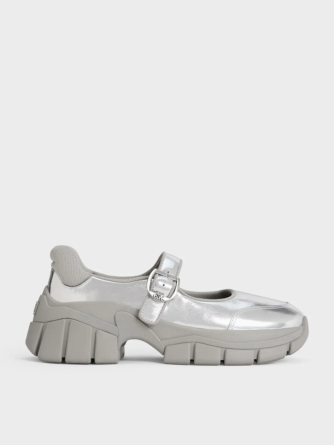 Charles & Keith - Yunna Metallic Leather & Recycled Fabric Mary Jane Sneakers sold by Charles & Keith