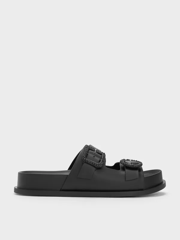 Charles & Keith - Woven-Buckle Double-Strap Sandals sold by Charles & Keith
