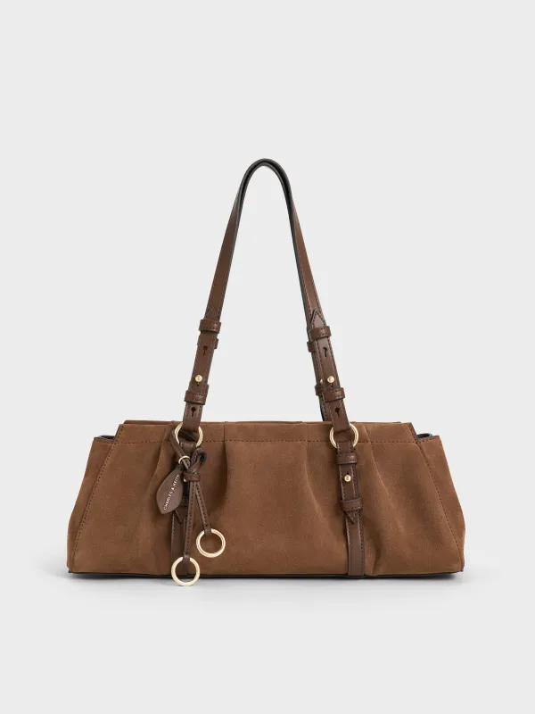 Charles & Keith - Britton Recycled Suede Elongated Shoulder Bag sold by Charles & Keith