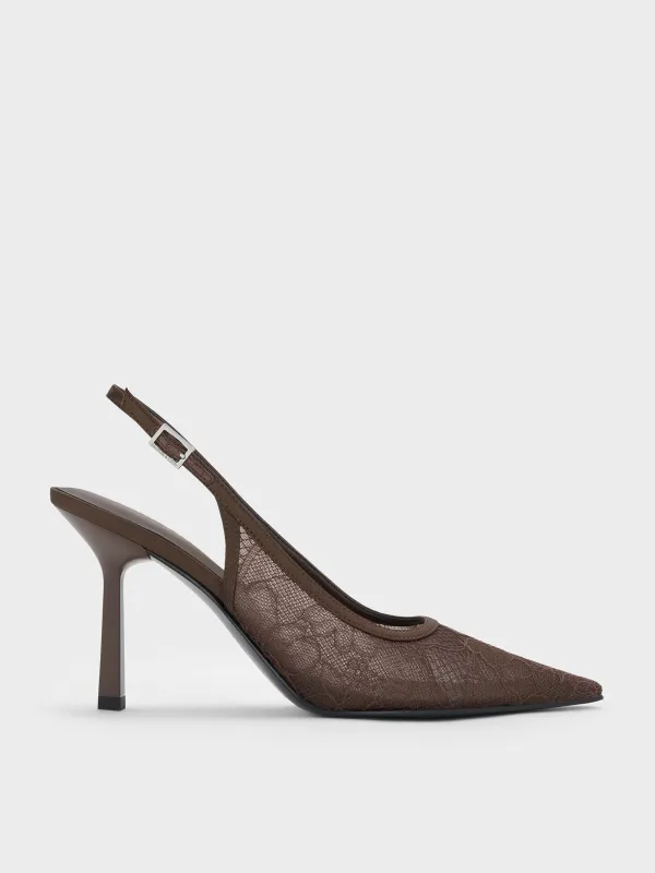 Charles & Keith - Lace & Satin Slingback Pumps sold by Charles & Keith