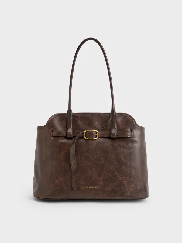 Charles & Keith - Victoria Belted Trapeze Tote Bag sold by Charles & Keith