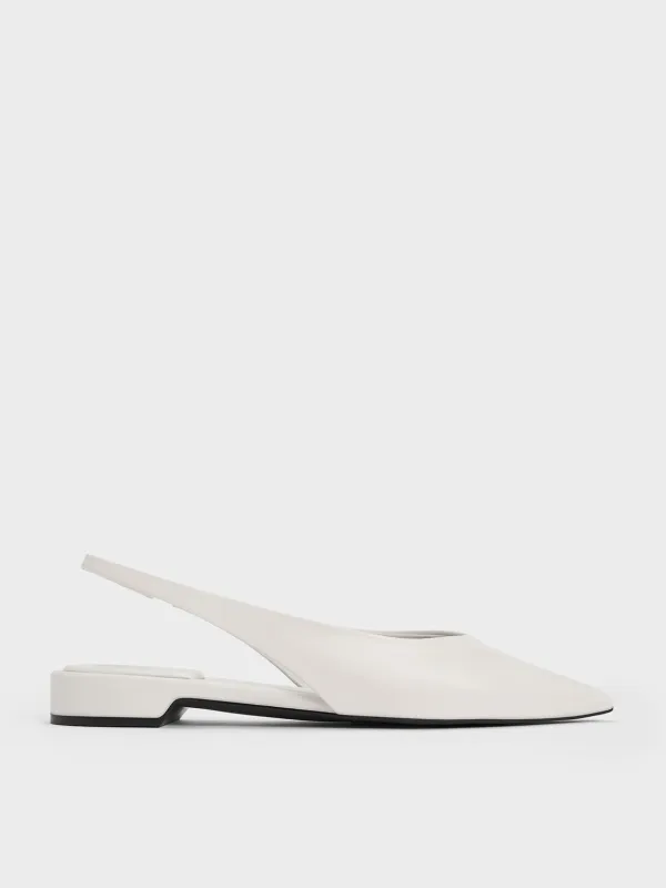 Charles & Keith - Pointed-Toe High-Vamp Slingback Flats sold by Charles & Keith