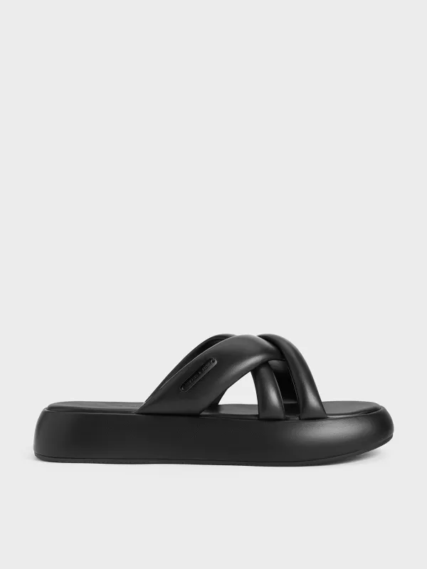 Charles & Keith - Puffy Crossover-Strap Slide Sandals sold by Charles & Keith