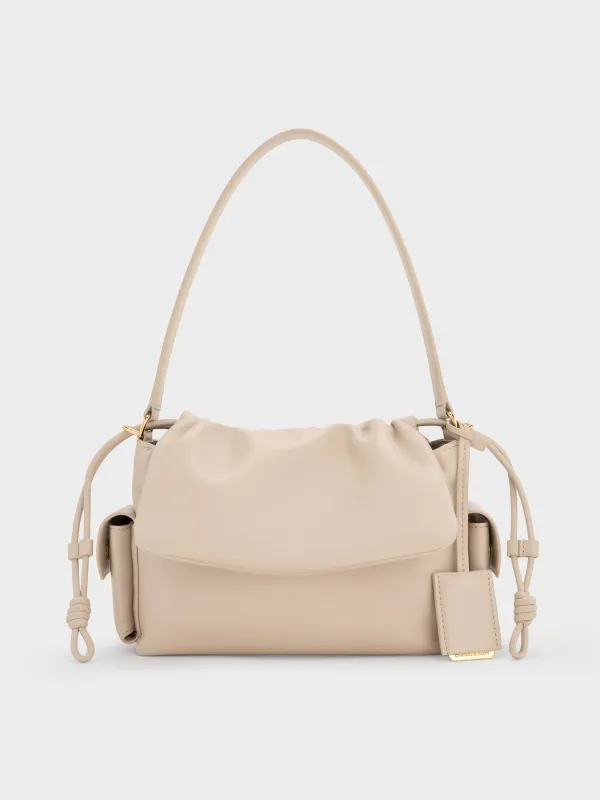 Charles & Keith - Khai Ruched-Flap Side-Pocket Top Handle Bag sold by Charles & Keith