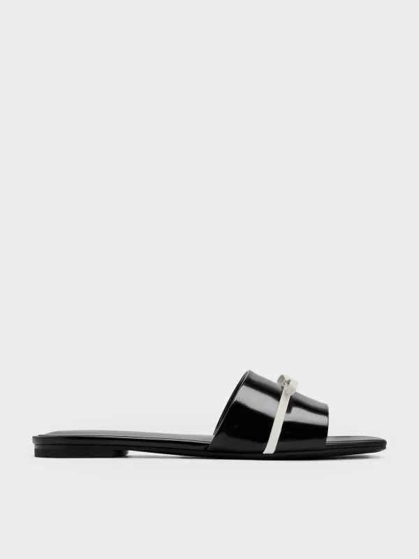 Charles & Keith - Two-Tone Bow Slide Sandals sold by Charles & Keith