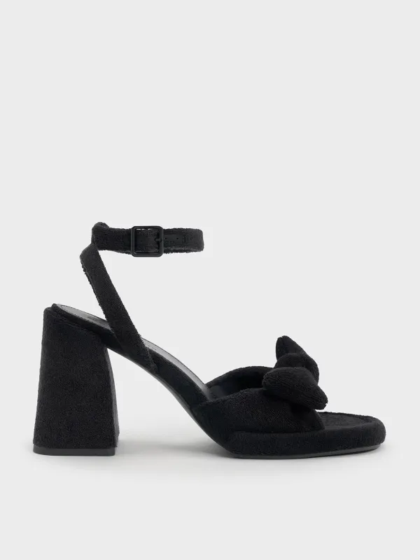 Charles & Keith - Loey Textured Bow Ankle-Strap Sandals sold by Charles & Keith