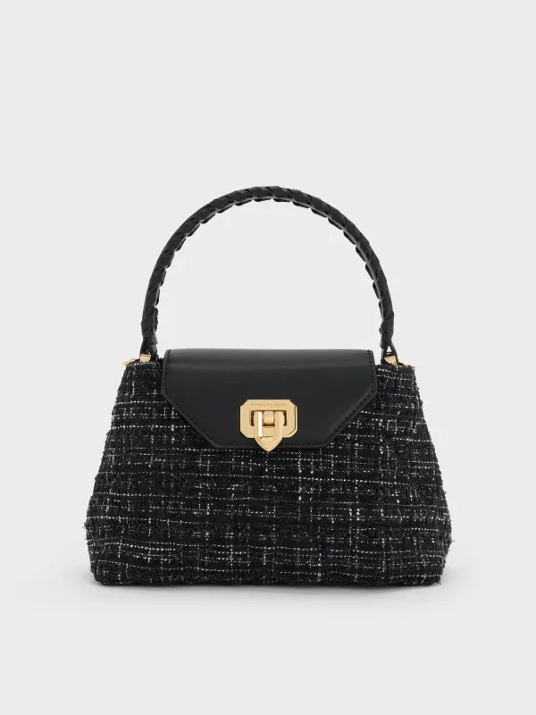 Charles & Keith - Arwen Tweed Quilted Braided-Strap Top Handle Bag sold by Charles & Keith