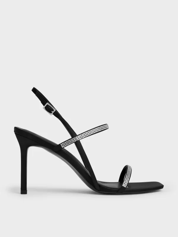 Charles & Keith - Arona Satin Crystal-Embellished Stiletto-Heel Sandals sold by Charles & Keith