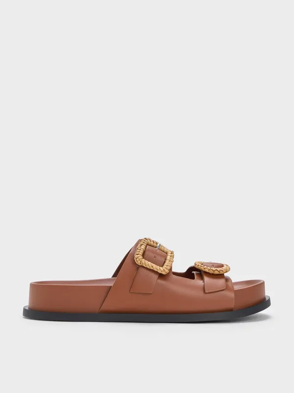 Charles & Keith - Woven-Buckle Double-Strap Sandals sold by Charles & Keith