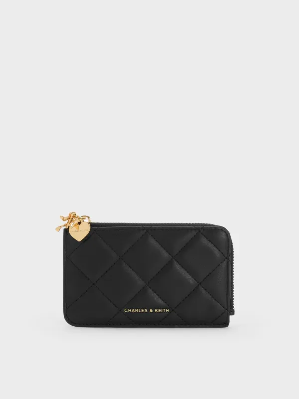 Charles & Keith - Arrietty Quilted Bow-Heart Charm Zip-Around Wallet sold by Charles & Keith
