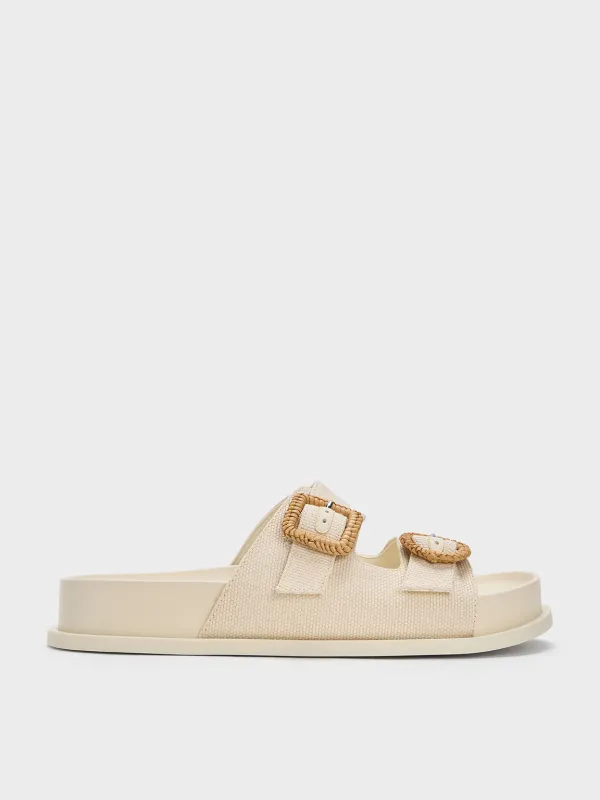 Charles & Keith - Woven-Buckle Double-Strap Sandals sold by Charles & Keith