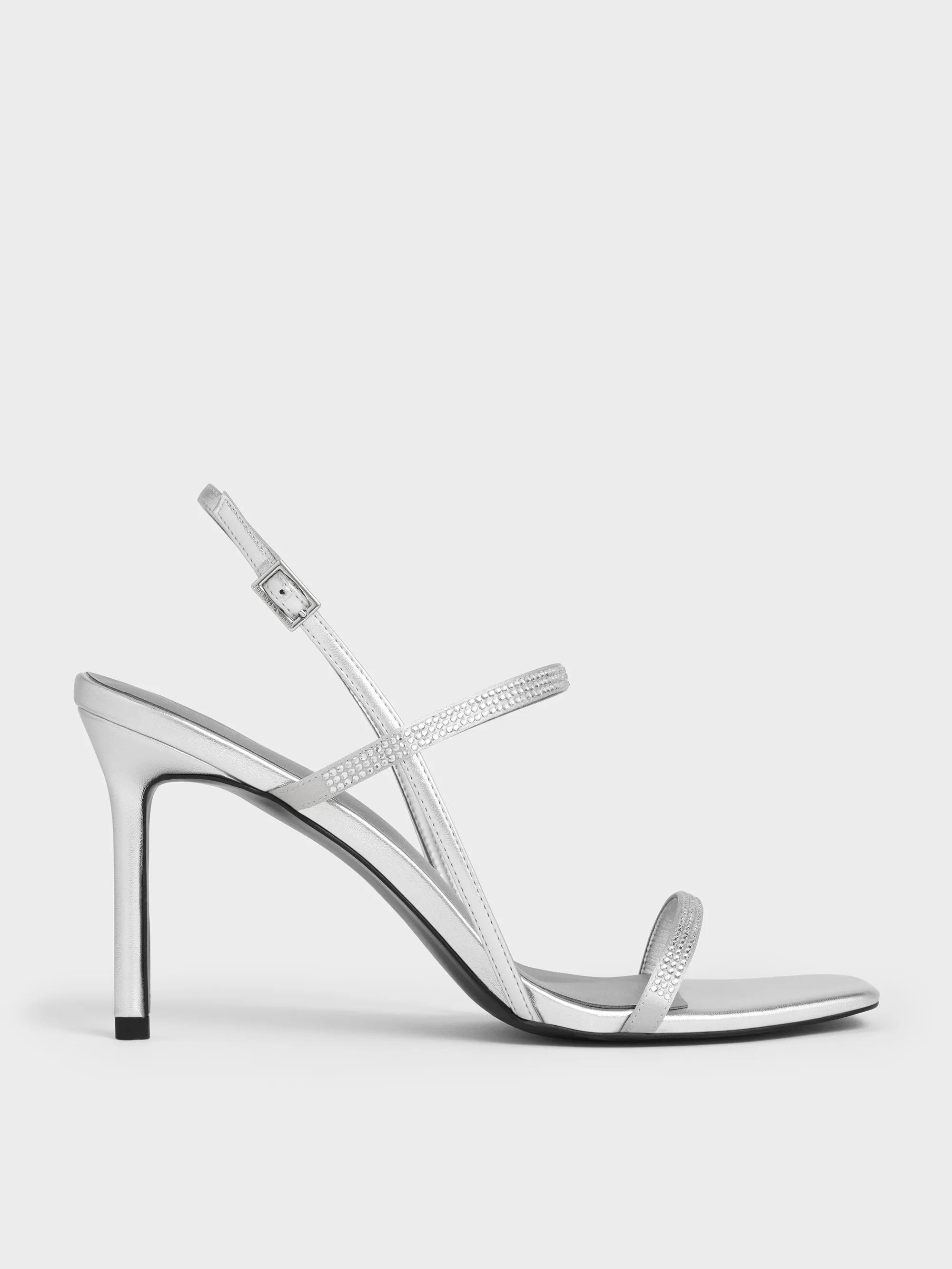 Charles & Keith - Arona Metallic Crystal-Embellished Stiletto-Heel Sandals sold by Charles & Keith