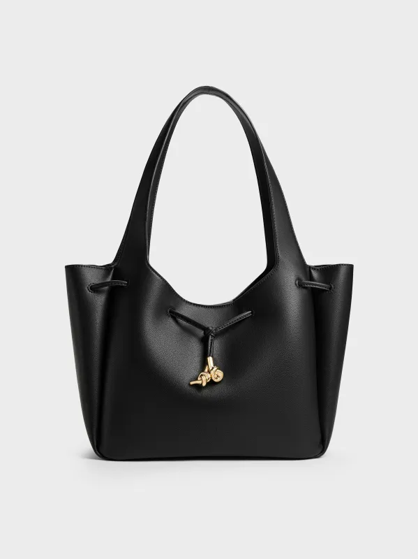 Charles & Keith - Mila Metallic-Knot Drawstring Tote Bag sold by Charles & Keith
