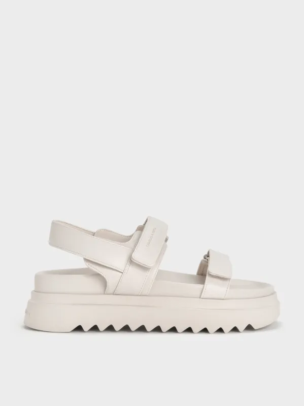 Charles & Keith - Double-Strap Ridged-Sole Flatform Sandals sold by Charles & Keith