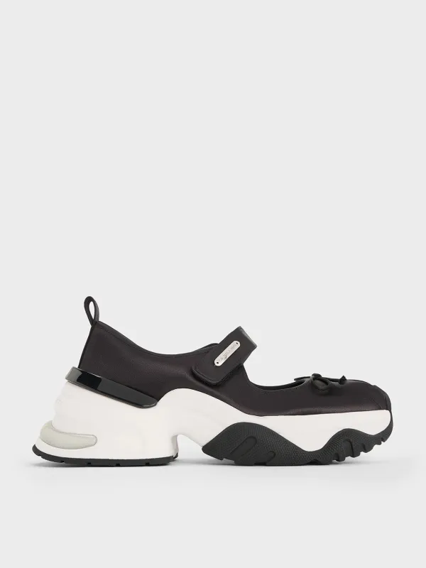 Charles & Keith - Satin Bow Two-Tone Mary Jane Sneakers sold by Charles & Keith
