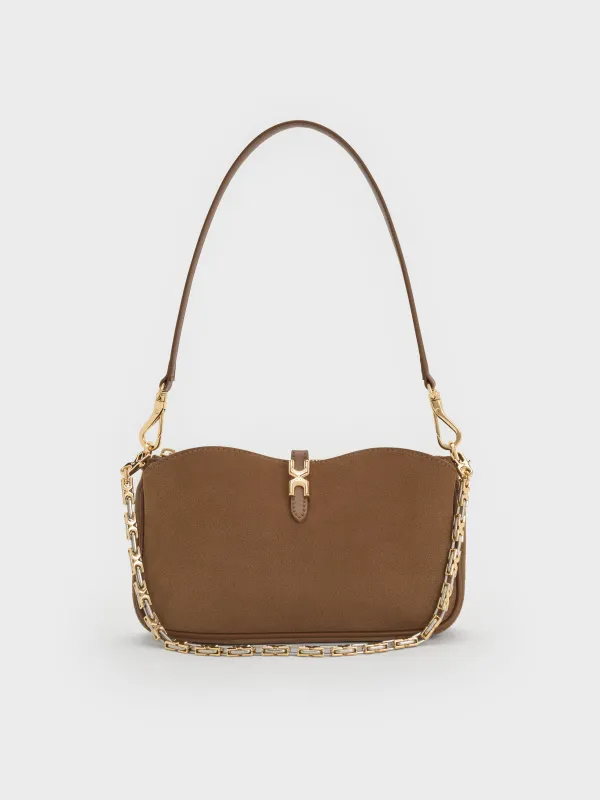 Charles & Keith - Adalyn Recycled Suede Chain Shoulder Bag sold by Charles & Keith