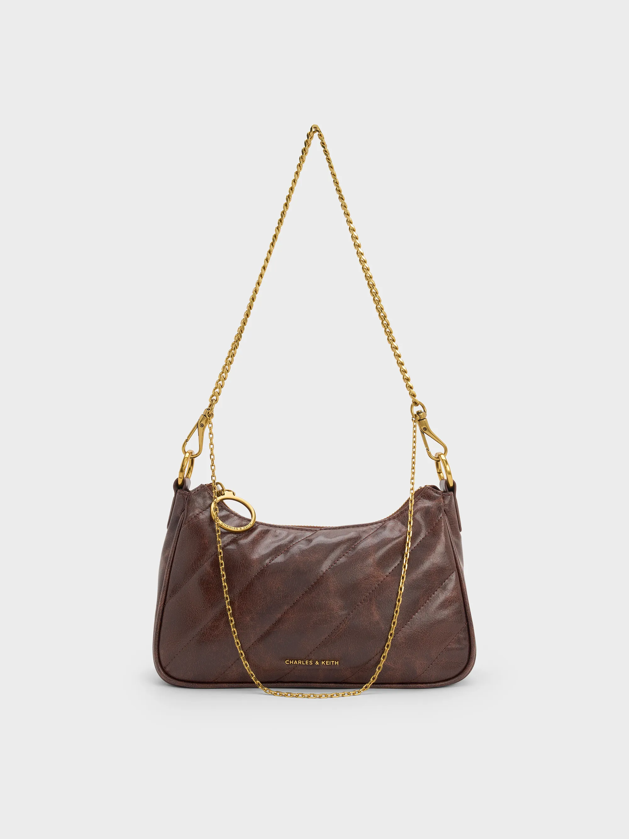 Charles & Keith - Philomena Crinkle-Effect Chain-Strap Crossbody Bag sold by Charles & Keith