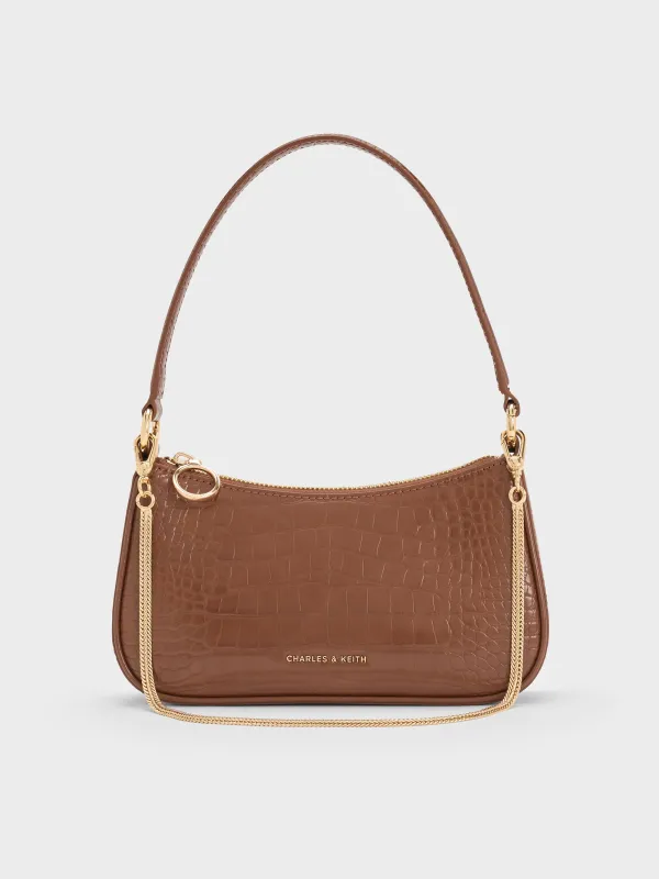 Charles & Keith - Elspeth Croc-Effect Chain-Link Shoulder Bag sold by Charles & Keith