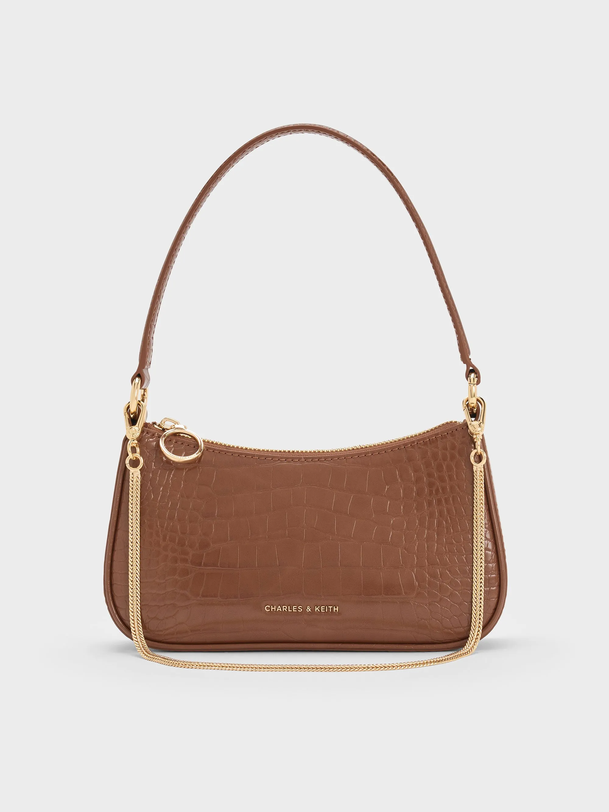 Charles & Keith - Elspeth Croc-Effect Chain-Link Shoulder Bag sold by Charles & Keith