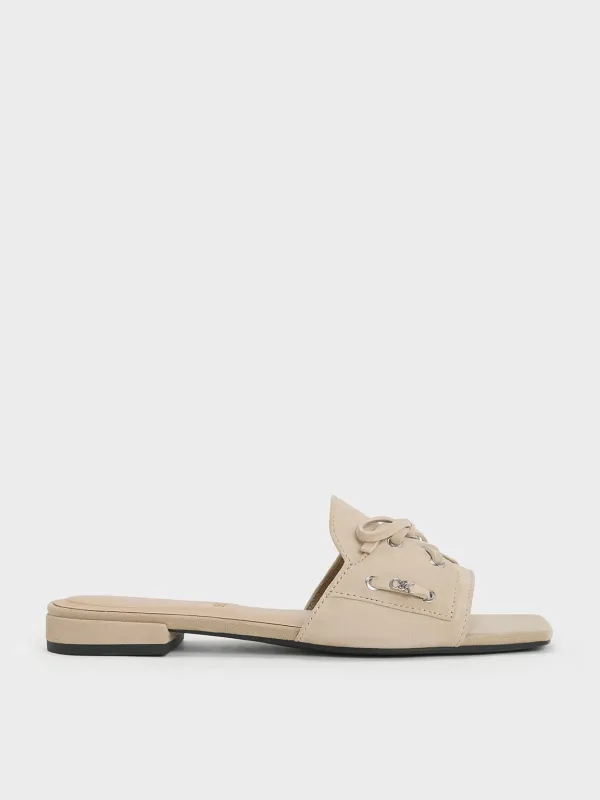 Charles & Keith - Kori Suede Lace-Up Slide Sandals sold by Charles & Keith