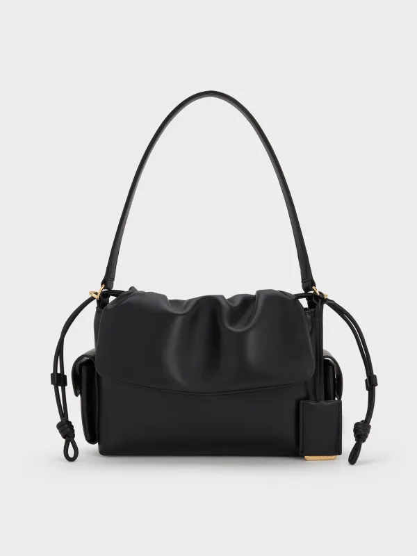 Charles & Keith - Khai Ruched-Flap Side-Pocket Top Handle Bag sold by Charles & Keith