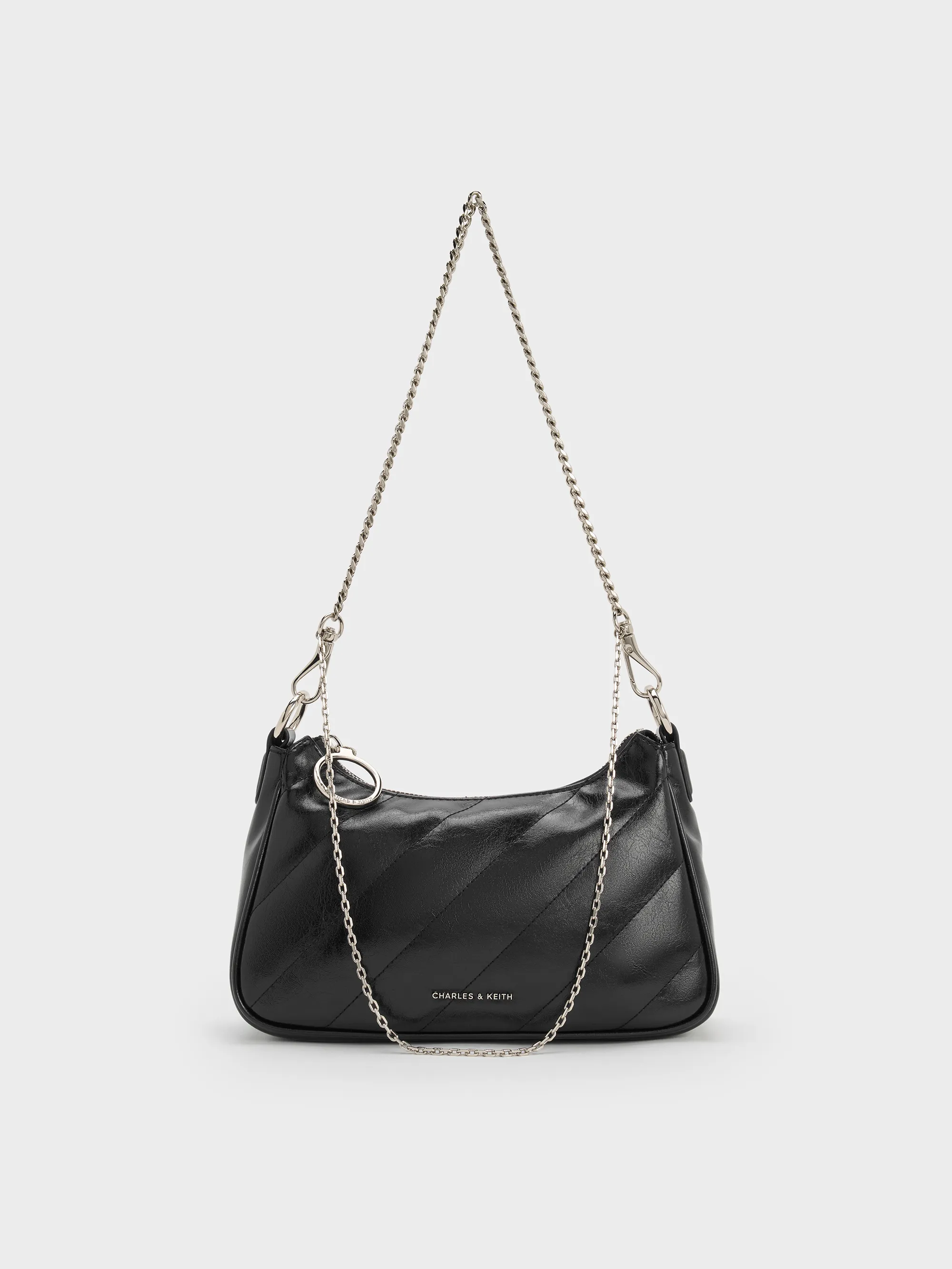 Charles & Keith - Philomena Crinkle-Effect Chain-Strap Crossbody Bag sold by Charles & Keith