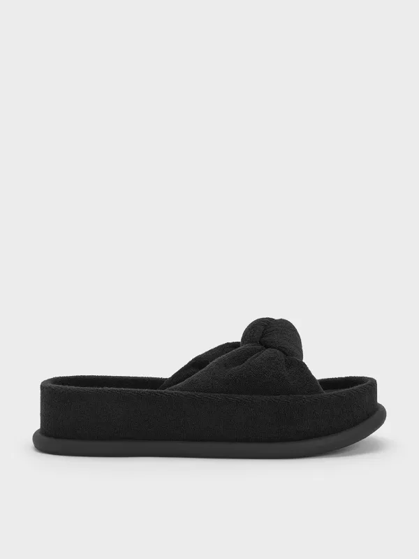 Charles & Keith - Loey Textured Knotted Slides sold by Charles & Keith