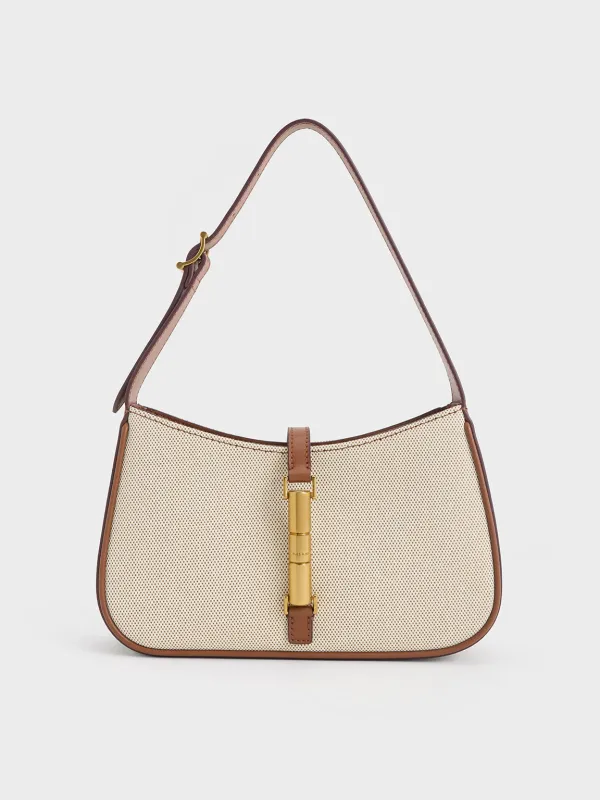Charles & Keith - Cesia Canvas Metallic Accent Shoulder Bag sold by Charles & Keith