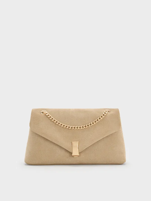 Charles & Keith - Lilibet Recycled Suede Chain-Strap Bag sold by Charles & Keith