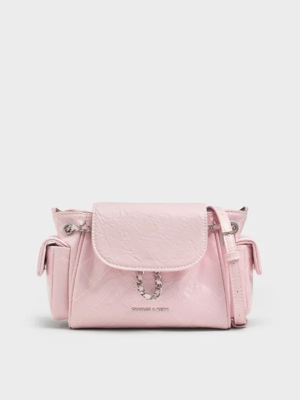 Charles & Keith - Duo Quilted Two-Way Front Flap Backpack sold by Charles & Keith