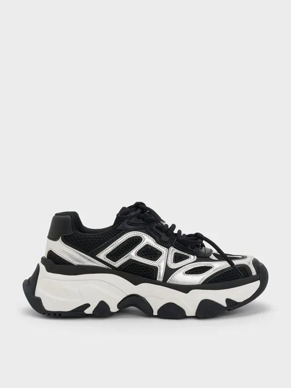 Charles & Keith - Gaskell Metallic Mesh Chunky Sneakers sold by Charles & Keith