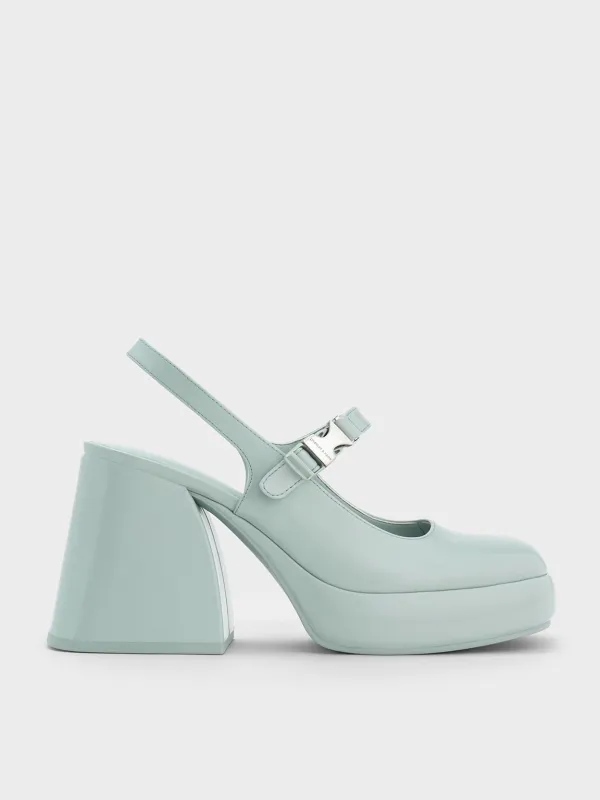 Charles & Keith - Laine Metallic-Buckle Platform Mary Janes sold by Charles & Keith