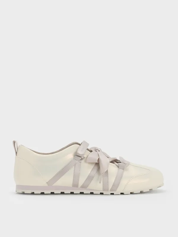 Charles & Keith - Silko Pearlescent Satin-Lace Ballet Sneakers sold by Charles & Keith