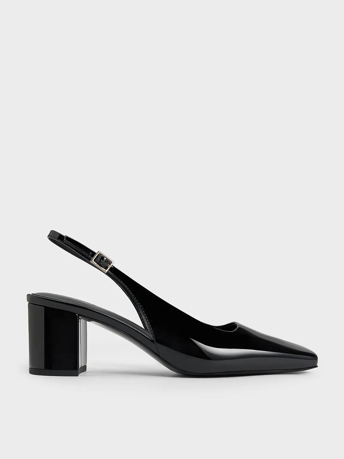 Charles & Keith - Patent Square-Toe Slingback Pumps sold by Charles & Keith
