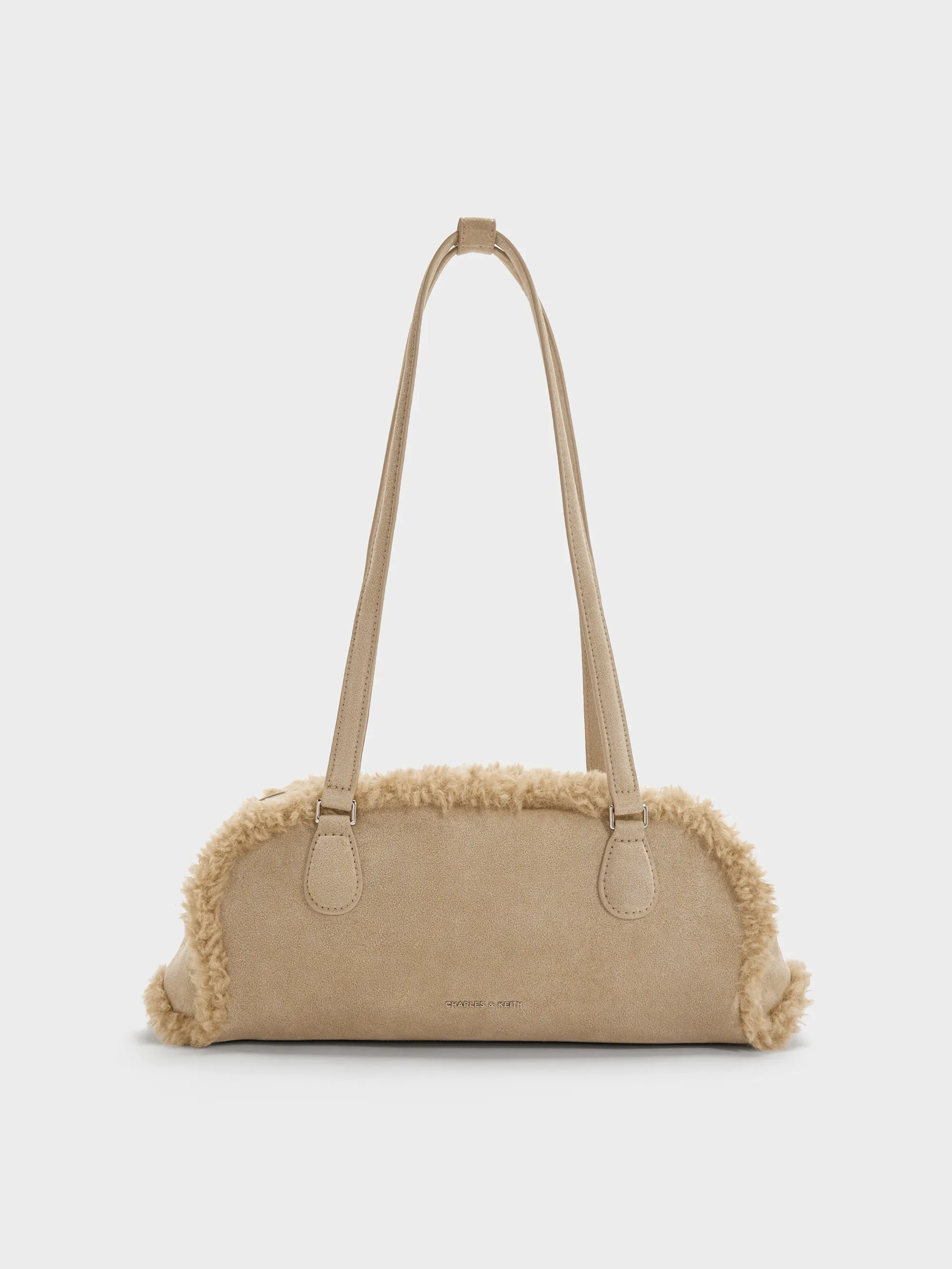 Charles & Keith - Nelly Faux Shearling Elongated Shoulder Bag sold by Charles & Keith