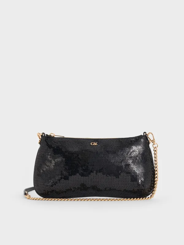 Charles & Keith - Sequin Mesh & Leather Shoulder Bag sold by Charles & Keith