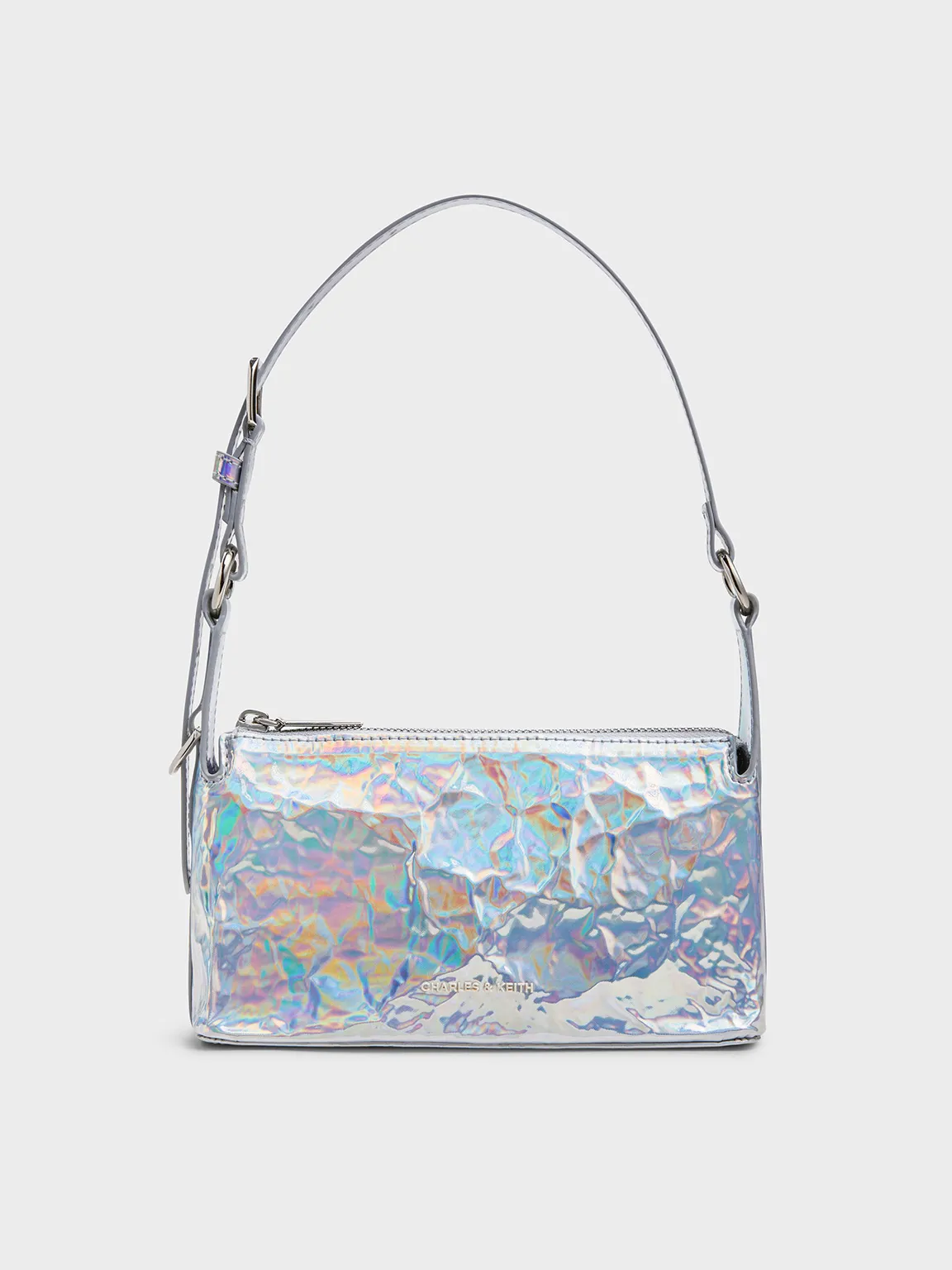 Charles & Keith - Lark Holographic Crinkle-Effect Shoulder Bag sold by Charles & Keith