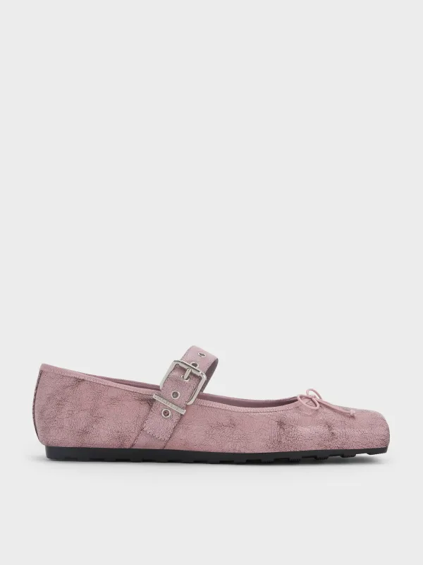 Charles & Keith - Myler Crinkle-Effect Bow Square-Toe Buckled Mary Janes sold by Charles & Keith