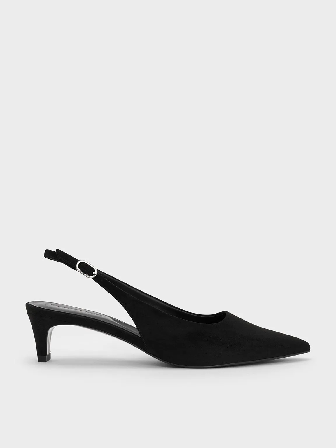 Charles & Keith - Faux Suede Pointed-Toe Kitten-Heel Slingback Pumps sold by Charles & Keith