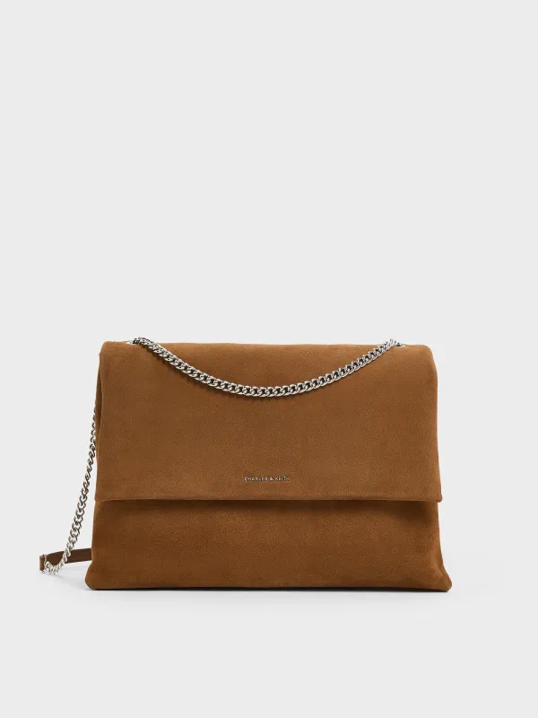 Charles & Keith - Sianna Recycled Suede Chain-Handle Shoulder Bag sold by Charles & Keith