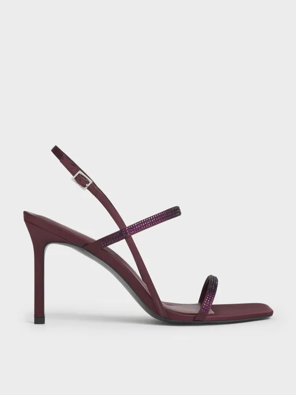 Charles & Keith - Arona Satin Crystal-Embellished Stiletto-Heel Sandals sold by Charles & Keith