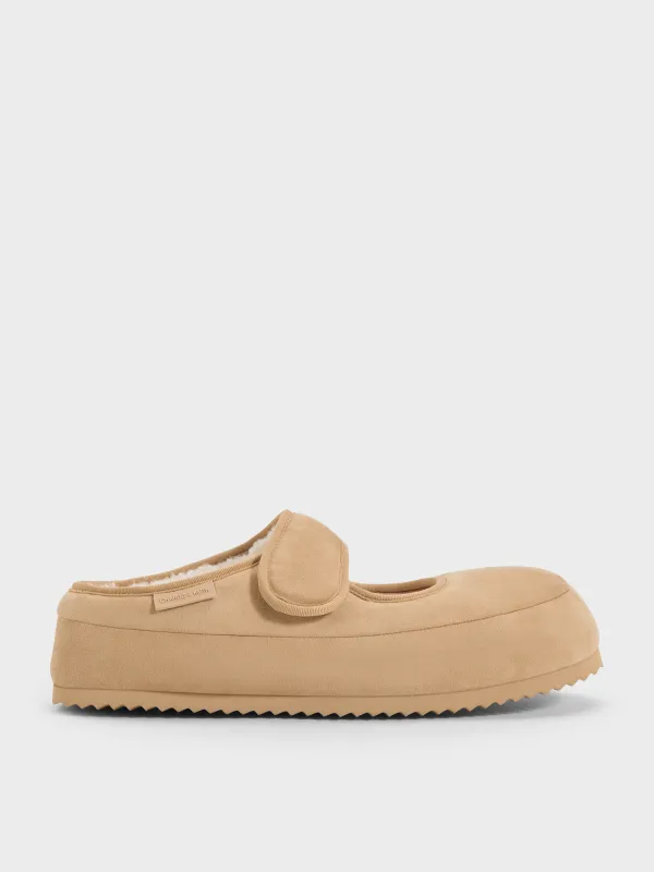 Charles & Keith - Lumi Faux Suede & Faux Shearling Mules sold by Charles & Keith