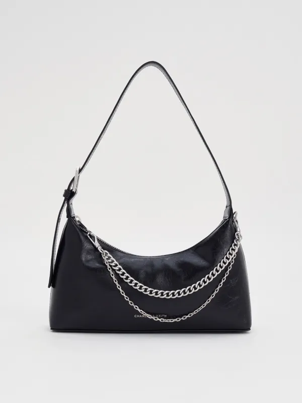Charles & Keith - Atwood Chain-Embellished Shoulder Bag sold by Charles & Keith