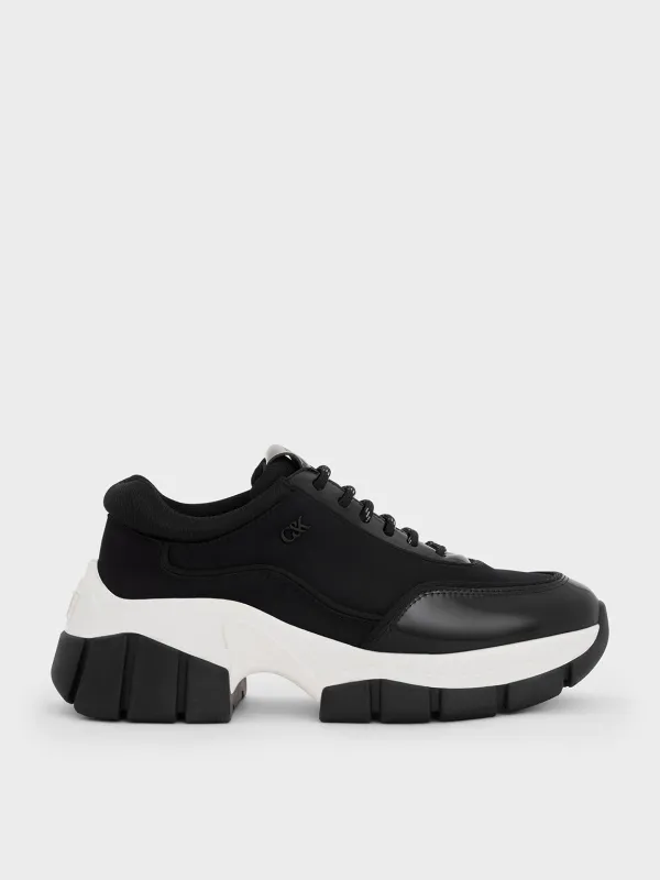 Charles & Keith - Yunna Leather & Recycled Fabric Chunky Sneakers made by Charles & Keith